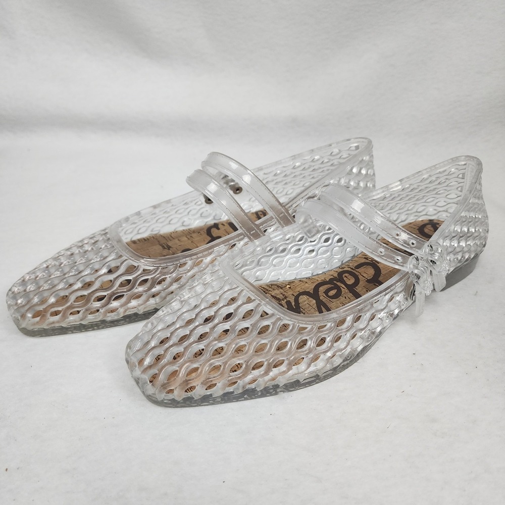 Sam Edelman Michaela Jelly Mary Jane Flats Women's 8M White Adjustable Buckle
